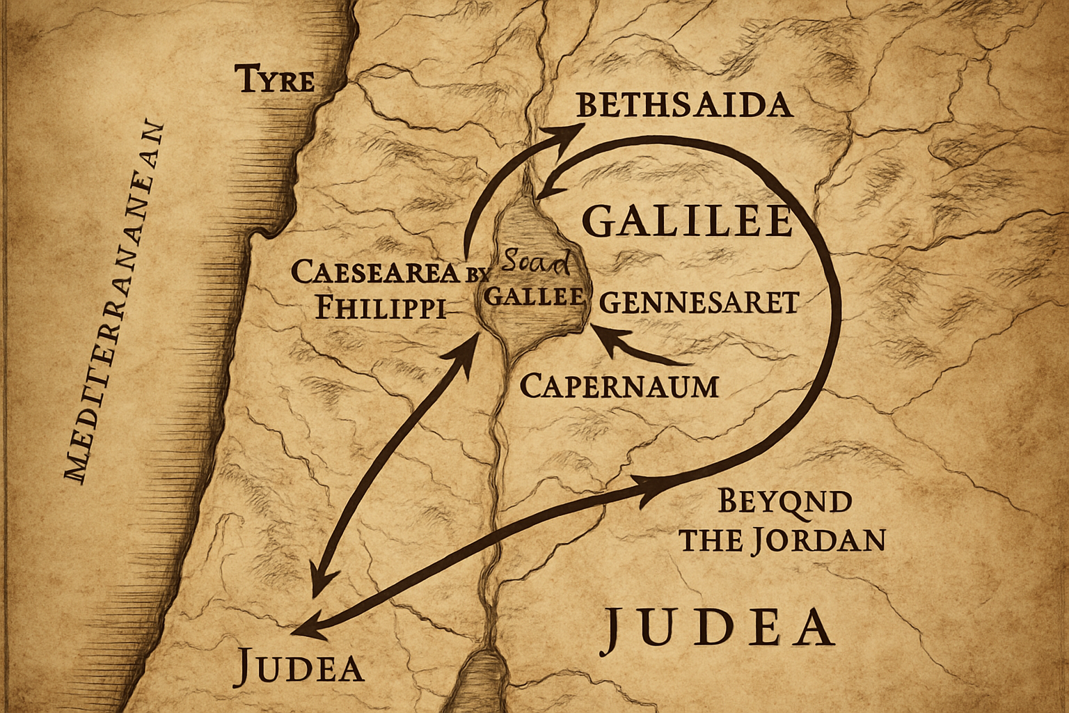 Mapa da jornada de Jesus